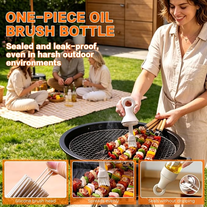 4PCS Oil dispenser Set, 580ML Borosilicate Glass 3-in-1 oil bottle with 3-Piece Mini Kit for Kitchen, Air Fryer, Camping & Baking