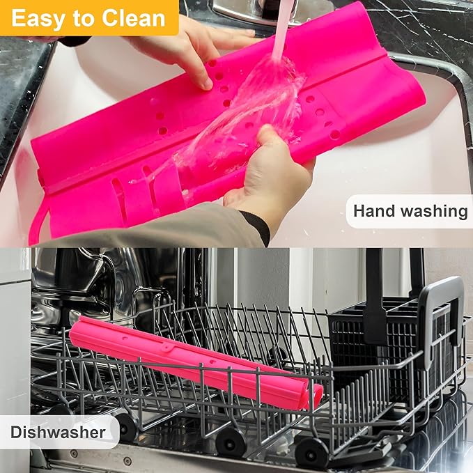 Mofason Large Bathroom Sink Makeup Mat Space Saver,Silicone Makeup Organizer Cover for Over Countertop,Small Bathroom Must Haves Accessories Rv Camper Travel Foldable Gadgets-Pink