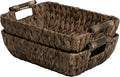 StorageWorks Wicker Baskets for Organizing, Woven Basket with Wooden Handles, Wicker Storage Baskets, Brown, 2-Pack