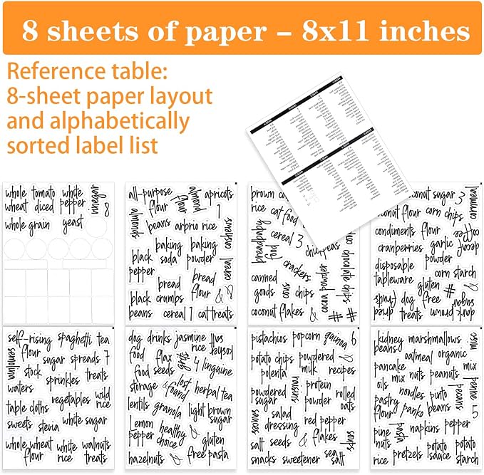 168PCS Clear Waterproof Labels for Food Containers - Pantry Labels for Containers Jars Container Boxes - Preprinted and Blank Food Organization Stickers