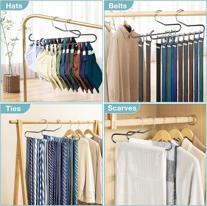 Hat Storage Organizer for Baseball Caps, Non Slip PVC Coating Hat Rack Hangers for Closet Hat Holder Max 10 Hats Closet Organizers and Storage for Cap Purse Belt Tie Bra Black 2 Pack
