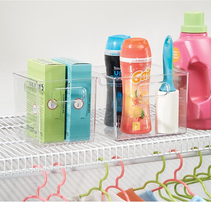 iDesign Fridge Bin with Handles, 2 Small and 2 Medium Bins, 4 Pack, Clear, Made in USA