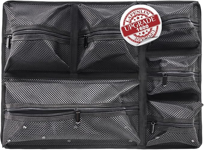 LAFENLIN UPGRADED Lid Organizer for Pelican 1600 Case, 6 Thick Mesh Pockets Storage Organizer, Fits Camera Cases, Diving Dry Boxes, Hard Cases & Toolboxes, Includes Screws & Hook and Loop, Durable