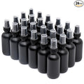 NOOEEISS Frosted Black Glass Small Spray Bottle 2 oz 24 Packs,Fine Mist Sprayer Small Clear Bottles,Refillable Containers mini spray bottles for Cleaning Solutions and Skin Care (Frosted Black 24pcs)