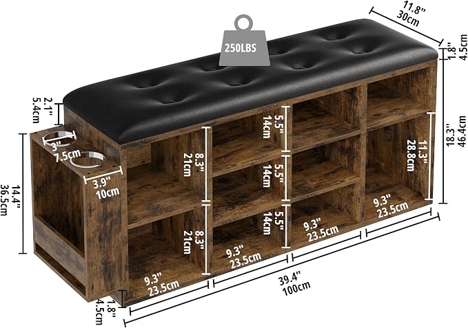 IRONCK Shoe Storage Bench with Open Shelves for Entryway and Hallway | Small space friendly