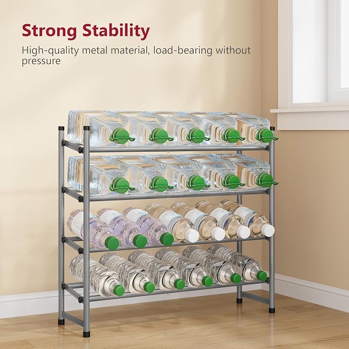 Tajsoon Expandable Shoe Rack for Closet 4 Tier, 28“-41“Stackable, Grey | Adjustable Shoe Organizer Closet Shoe Rack Floor, Metal Shoe Shelf Storage for Entryway, Closet, Garage, Front Door Entrance