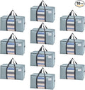VENO 10 Pack Moving Bags with Clear Window, Heavy Duty Storage Bins with Lid, Around Handles, Tag, Zippers, Extra Large Totes Packing Moving Boxes Supplies for College Dorm Clothes (Light Blue)