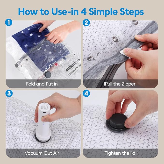 Vacuum Seal Bags for Clothing Travel, 13 Pack Vacuum Storage Bags for Clothes with Portable Electric Pump, Space Saver Bags for Luggage Traveling and Clothing (13 combo bags + wireless pump)