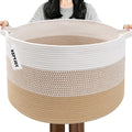 65L Large Blanket Basket, 19.7" L x 19.7" W x 13" H Cotton Rope Woven Storage Basket,Laundry Hamper for Toys, Clothes, Pillows & Towels, Perfect for Living Room, Nursery & Bedroom,Yellow