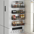 5 Pack Strong Magnetic Spice Rack for Refrigerator on Oven, Movable Kitchen Organizers and Storage for Spices Shelf, Wall Mounted Spice Rack Metal Fridge Shelf for Kitchen in Black