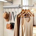 12 Inch Valet Rod for Closet Pull Out Heavy Duty Hidden Closet Valet Rod with 5 Hooks Retractable Slide Out Wardrobe Organizer Aluminum Valet Bar Silver 1 Pack