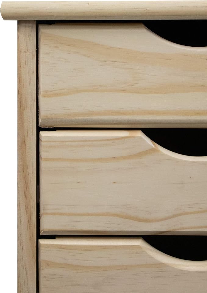 Jela-USA Solid Pine Wood 6 Drawer Rolling Cart, Natural