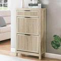 2 Flip Drawers Shoe Cabinet Storage for Entryway, Narrow Shoes Organizer Cabinet for Front Door Entrance, Hidden Wooden Hallway Shoe Rack(Oak)