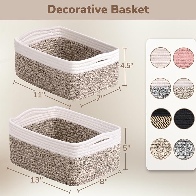 Goodpick Storage Baskets, Small Baskets for Organizing, Toy Storage for Organization, Home Decor, Pink Dorm Decor 3 Pack for Gifting, 13 x 8 x5 in