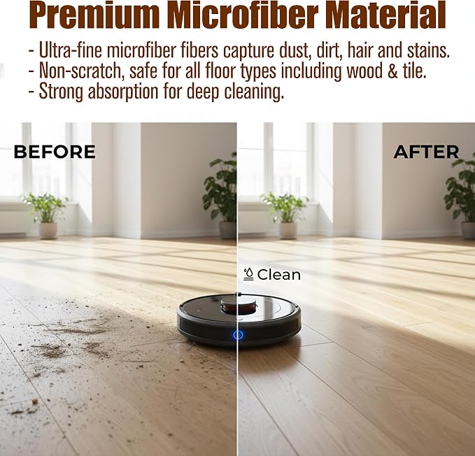 4PCS Microfiber Mop Cloth & Mop Tray – Fit for Roborock Q Revo Qrevo Robot Vacuum Cleaner, Washable Pad Replacement, Cloths Holder Mount Spare Parts, Wiping Plates, Floor Cleaning Accessories