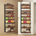 9 Tier Over The Door Pantry Orangizer 2 IN 1 Wall Mounted or Hanging Spice Rack with Adjustable Wood Basket,Heavy Duty Seasoning Storage Shelf for Kitchen Pantry and Bathroom Black
