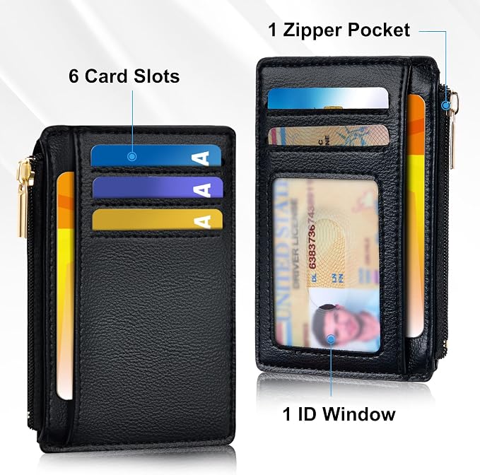 Tipmile Mens RFID Wallet, Small Slim Business Credit Card Holder, Mens Gift | Mini Tiny Cute ID Case, Minimalist Zipper Pocket Wallet, Thin Coin Purse, Mothers Gift
