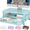 OPNICE Computer Monitor Stand Riser, Desk Organizer with Drawer, Printer & Laptop Stand, Office Desk Accessories & Workspace Desktop Organizers Storage for Office Supplies(Blue)