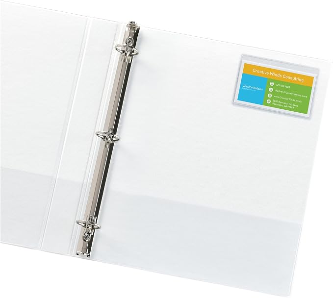 Avery Clear Self-Adhesive Business Card Holders, Top Load, Holds 3.5" x 2" Cards, Pack of 10 (73720)
