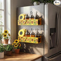 Beeveer 2 Pack Magnetic Spice Rack for Refrigerator Metal Magnet Basket Shelf for Fridge Seasoning Storage Organizers Home Decor Kitchen Accessories (Sunflower)