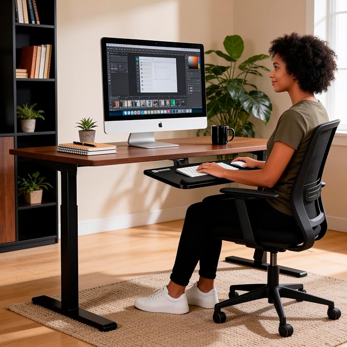 Mount-It! Under Desk Keyboard Tray, Slide-Out Keyboard Drawer with Height, Tilt and Swivel Adjustment, 25" x 10" Keyboard & Mouse Platform with Wrist Rest, Bolt-On Under Desk Mount