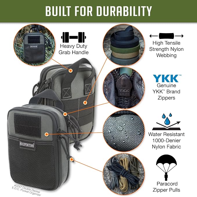 MAXPEDITION Double-Decker Pocket Organizer, Tactical Tool Pouch for Organization, EDC Pouch for Everyday Carry