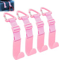 Amooca Headrest Hooks for Car Adjustable 4 Pack Vehicle Seat Back Organizer Storage Hanger Holder for Purse Bags Universal Fit with Clip Pink