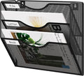 EasyPAG 3 Pocket Mesh Wall File Organizer, Hanging Paper Folder Holder with Classify Label, Vertical Wall Mount Mail Organizer for Office Home Classroom, Black