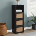 Convenience Concepts Xtra Storage Boho Weave 3 Door Cabinet 16.5" - Modern Rattan Organizer with Shelf for Living Room, Bathroom, Office, Home Library, Closet, Black/Beige Barley