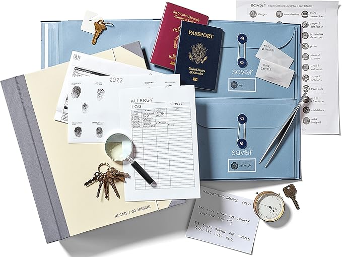 The Folio® If I Die Binder Organizer with Labels by Savor | Acid-Free Important Document Organizer with 10 Pockets, Document Holder for Birth Certificate, Wills, and Investment Plans (Blue)