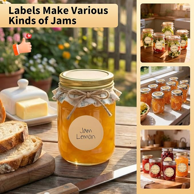 600-Pack 2" Round Kraft Stickers - 300 Elegant Floral Patterns + 300 Blank for Writing, Quick-Peel, Ideal for Pantry Organization, Mason Jars, Spice Jars, Gift Wrapping & DIY Crafts (2 Rolls)