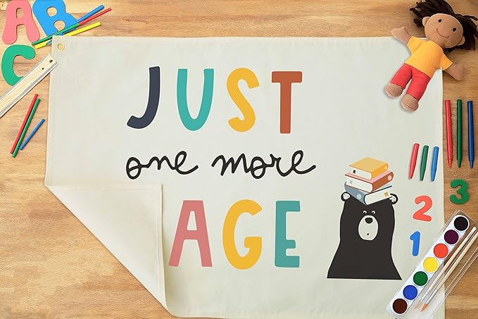 Classroom Wall Banner Decor-Teacher Gift-Inspirational Back to School Wall Art Flag Decor-Just One More Page-Hanging Canvas Banner for Classroom Reading Corner Homeschool Teacher Office