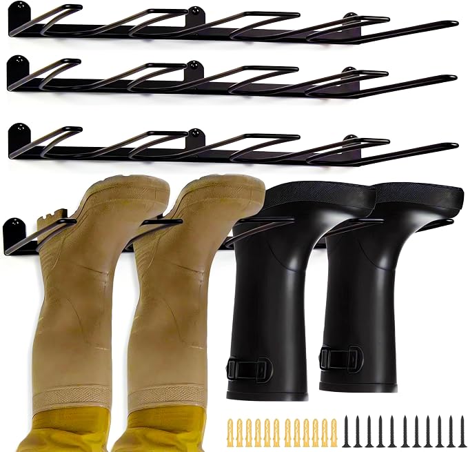 Boot Rack - 8 PairsWader Hangers Wall Mount Sturdy Heavy Duty Boot Hangers Boots Storage and Organizer Rack - Rust Resistant Cowboy Boot Holder for Entryway Garage Mudroom Closet Indoor Outdoor