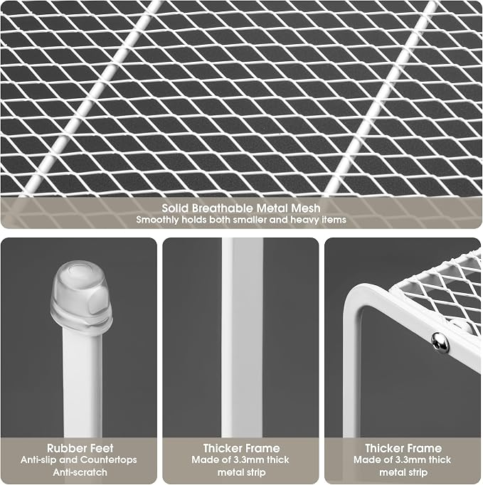 Kitchen Cupboard Organiser-2 Pack Metal Wire Storage Shelf Insert Rack for Kitchen Countertop, Pantry, Cabinet, Fridge