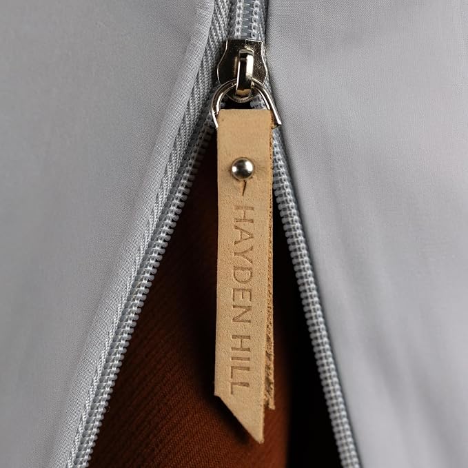 Hayden Hill Luxury Organic Cotton Garment Bag for Hanging Clothes Long 58" | Full Length Breathable Dress Bag, Moth Proof Hanging Garment Bags For Closet Storage, Certified Carbon Neutral, Gray