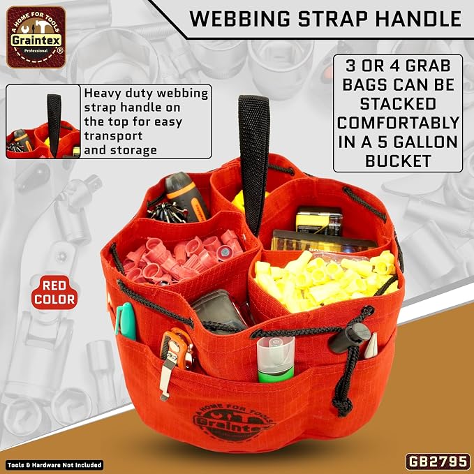 Graintex 18 Pocket Grab Bags Set of 3 Pcs Rip-Stop Canvas, Drawstring Closure, Small Parts Organizer Bag, Small Tools, Screws, Parts, Parachute Tool Bag, Parachute Tool Organizer for Essential Items