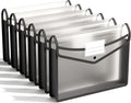ABC life 6-Pack Plastic Expanding File Folders, Folders for Documents with Snap Closure, Large Capacity Document Envelopes, Fits Letter/A4 Size Paper - Black