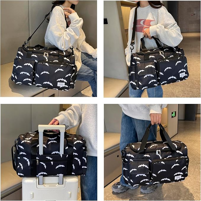 Small Gym Bag for Women, Travel Duffle Bag Carry On Weekender Bag with Shoe Compartment