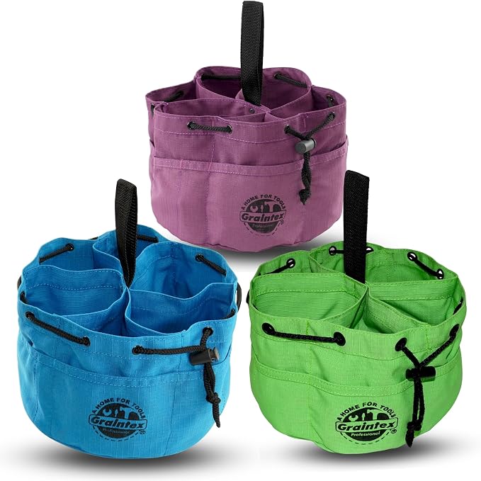 Graintex 18 Pocket Grab Bags Set of 3 Pcs Rip-Stop Canvas, Drawstring Closure, Small Parts Organizer Bag, Small Tools, Screws, Parts, Parachute Tool Bag, Parachute Tool Organizer for Essential Items