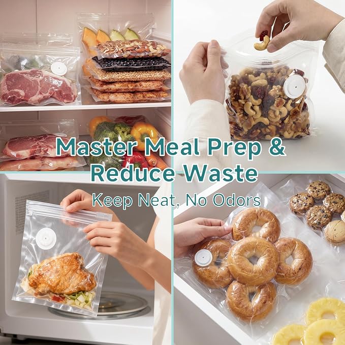 Reusable Vacuum Sealer Bags for Food – 30 BPA-Free Medium (11in × 10.2in) Food Storage Bags, Freezer Microwave Safe– Odor Resistant, Leak-Proof – Compatible with Handheld Vacuum Sealers