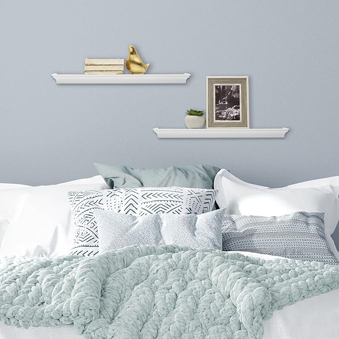 MELANNCO Arlington Floating Wall Shelves for Bedroom, Living Room, Nursery, Set of 2, 24-Inch, White