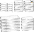 24 Pieces Mixed Sizes Rectangular Empty Mini Clear Plastic Organizer Box | Hinged Lids, For Small Items, Craft Projects