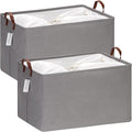 Hinwo 70L Extra Large Storage Bins, 2-Pack Closet Organizers and Storage, Foldable Clothes Storage Baskets with Handles, Containers for Clothing, Blanket, Comforters, Toys, Bedding (Gray)