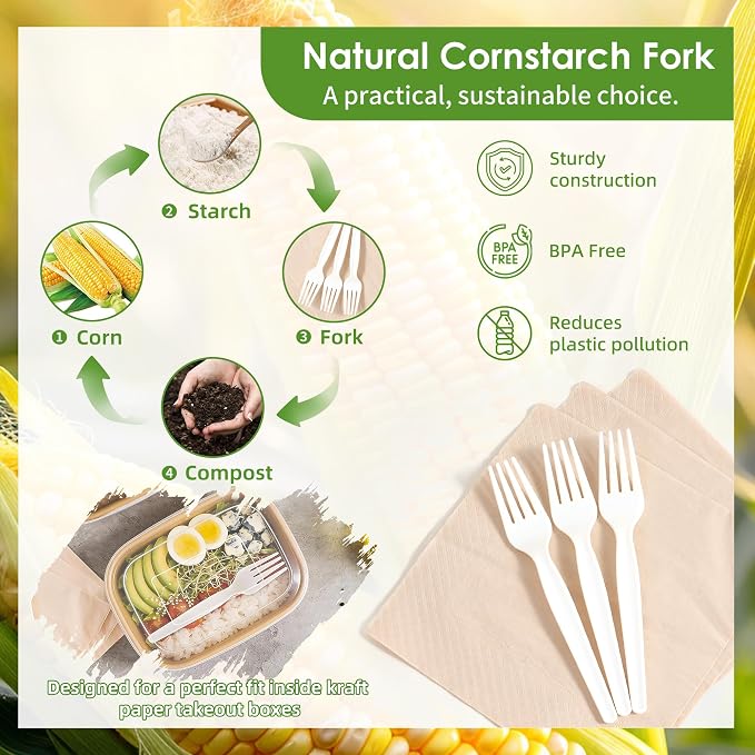 50 Pack 35oz Meal Prep Containers with Lids and Forks for Lunch Takeout | Disposable, Compostable Kraft Paper Bowls To Go, Microwave & Freezer Safe Food Containers for Hot Soup, Cold Dessert