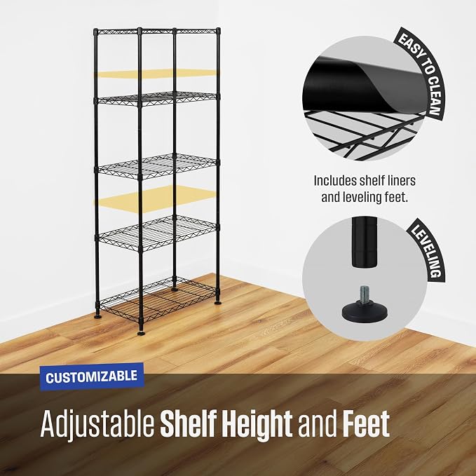 SafeRacks NSF 5-Tier Heavy Duty Steel Wire Shelves (24"x14"x60")
