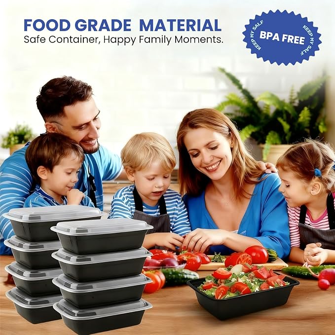 50 Pack 32 oz Meal Prep Containers Reusable BPA Free, Plastic Containers with Lids Microwave/Freezer/Dishwasher Safe, Disposable Food Storage Containers, To Go Containers Leakproof for Leftover