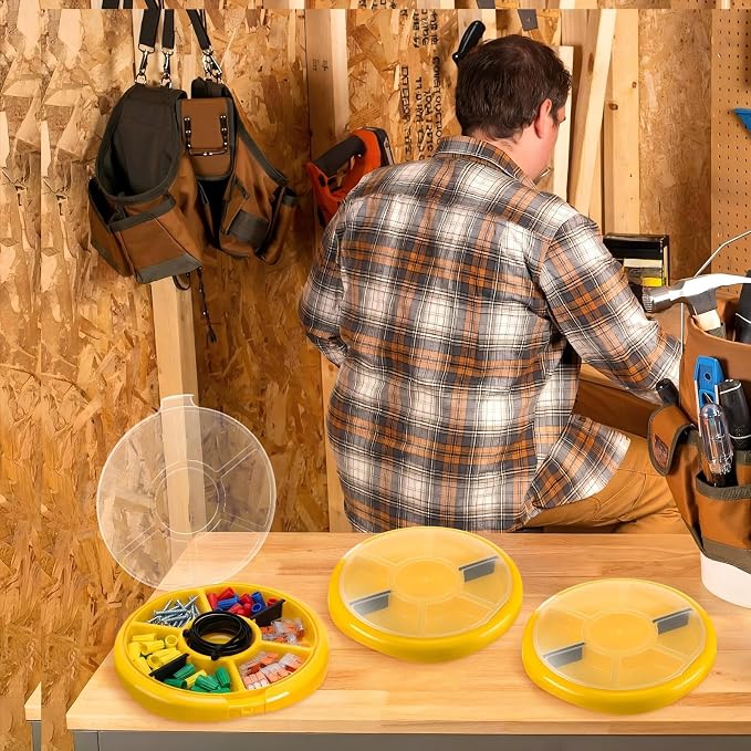 3 Pcs 5 Gallon Bucket Tool Organizer Yellow Bucket Seat with 2 Removable Wall Pieces to Organize Small Parts Organizer Storage 5 Gallon Buckets Accessories with Lids for Nails Screw and Bolts