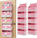 Optish Over The Door Organizer Hanging, 2 Pack 5 Shelf Behind The Doors Storage, Pantry Door Organizer, Closet Organizers for Bedroom and Nursery (Pink)