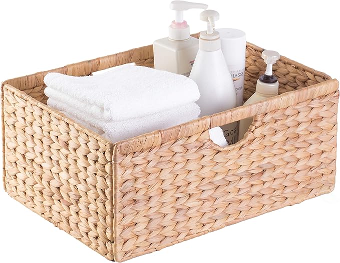 Vintiquewise Foldable Natural Water Hyacinth Storage Bin (Set of 3 Medium)
