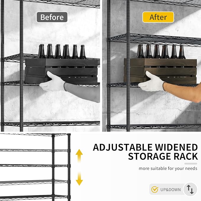 Karl home 3-Tier Adjustable Metal Storage Shelves with Wheels | Heavy Duty Wire Storage Rack Organizer, Multipurpose Garage, Pantry Display Shelf, for Household Indoor Storage Solutions